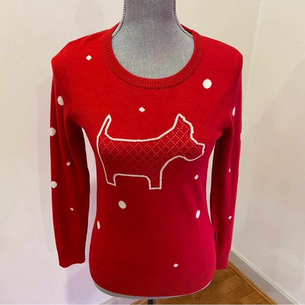 Scottish House Red Sweater featuring a Scotty Dog